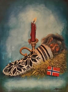 a troll inside a selbu mitten at candlelight